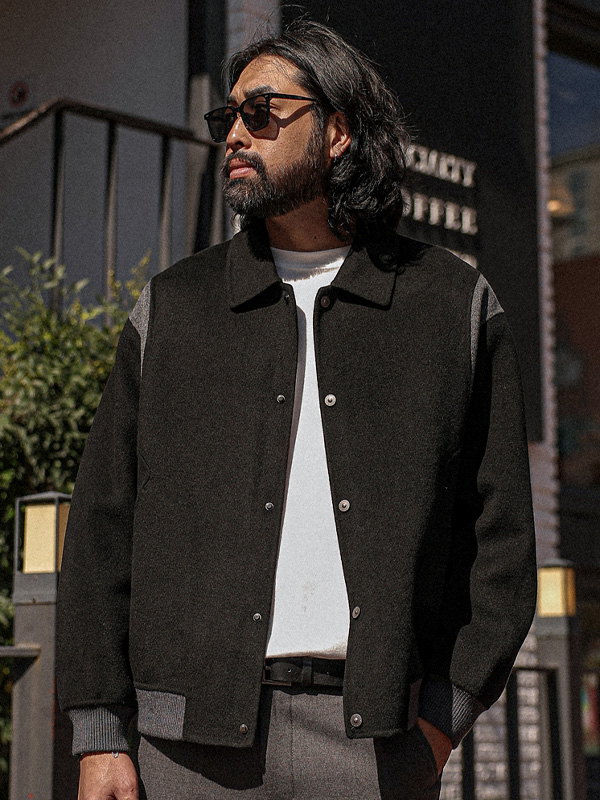 (L-6XL)<br>카라허트 ハンドメイド 배색ウール점퍼(ウール71%) 9080