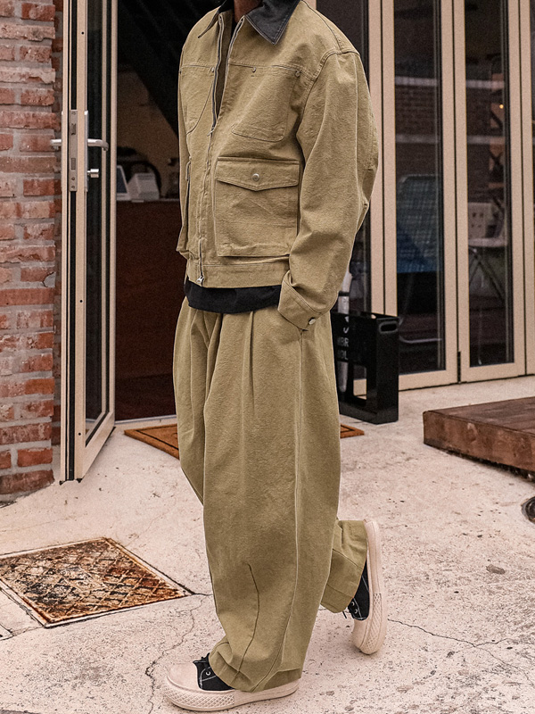 (L-5XL)<BR>나르사라 作業ジャケット+말루드 ワイドフィット バルーンバンディングパンツ