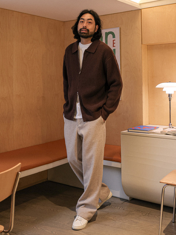 (XL-6XL)<br>라이파노 カラーニットジップアップ