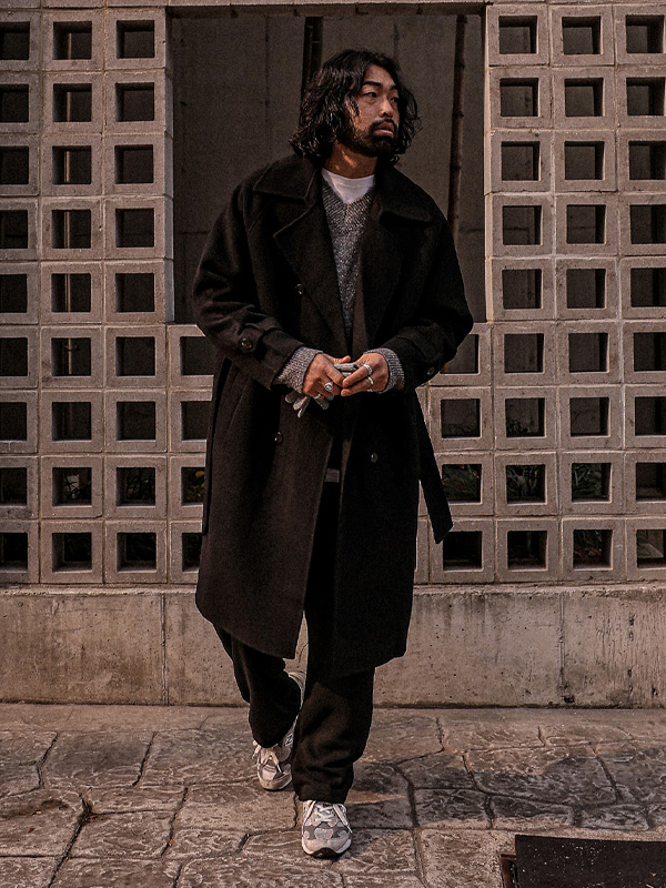 (L-6XL)<br>라우티시 ハンドメイド 더블ウール코트(ウール100%) 9059