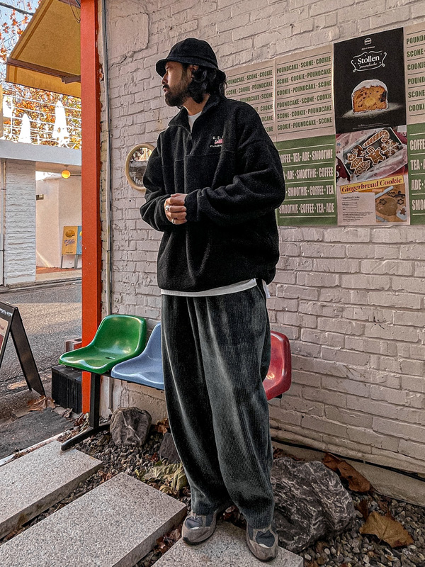 (XL-4XL)<br>리븐홀 セミワイドフィット 벨벳밴딩팬츠