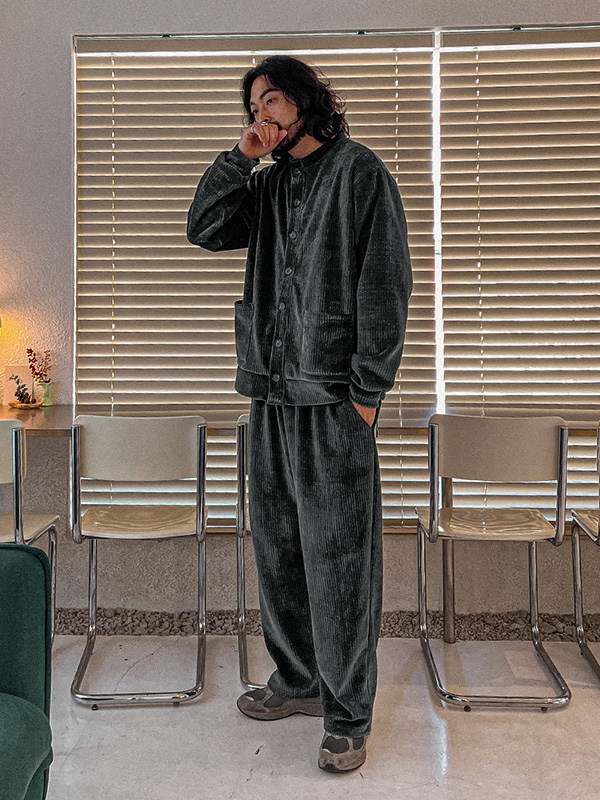 (XL-4XL)<br>로카르노 벨벳가디건+리븐홀 セミワイドフィット 벨벳밴딩팬츠