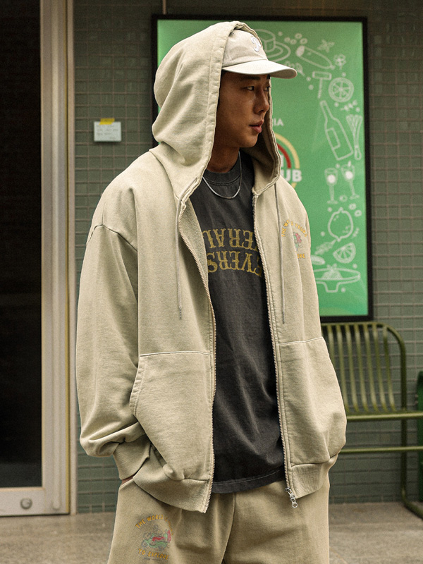 (XL-4XL)<BR>쇼키츠 顔料 フードジップアップ