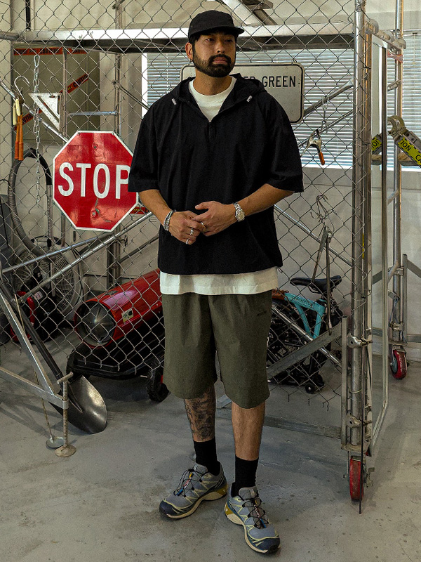 (L-4XL)<br>마즈루나 ナイロン 반팔후드