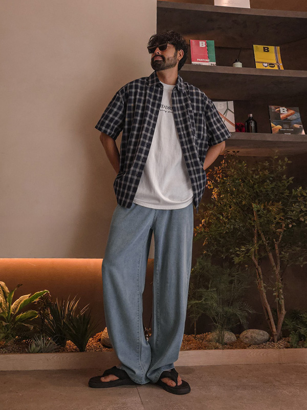 (L-5XL)<BR>리마노바 セミワイドフィット デニムバンディングパンツ