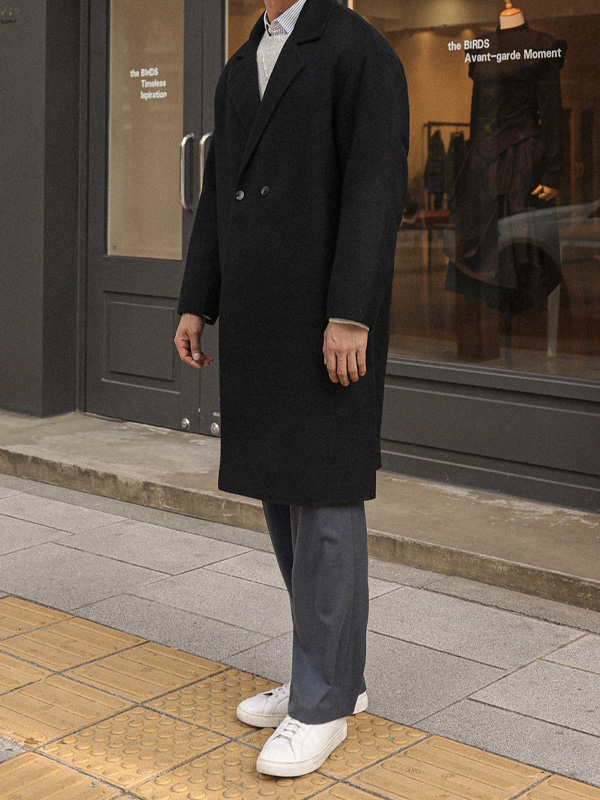 (L-6XL)<BR>유시타 ハンドメイド 더블ウール코트(ウール100%) 9099