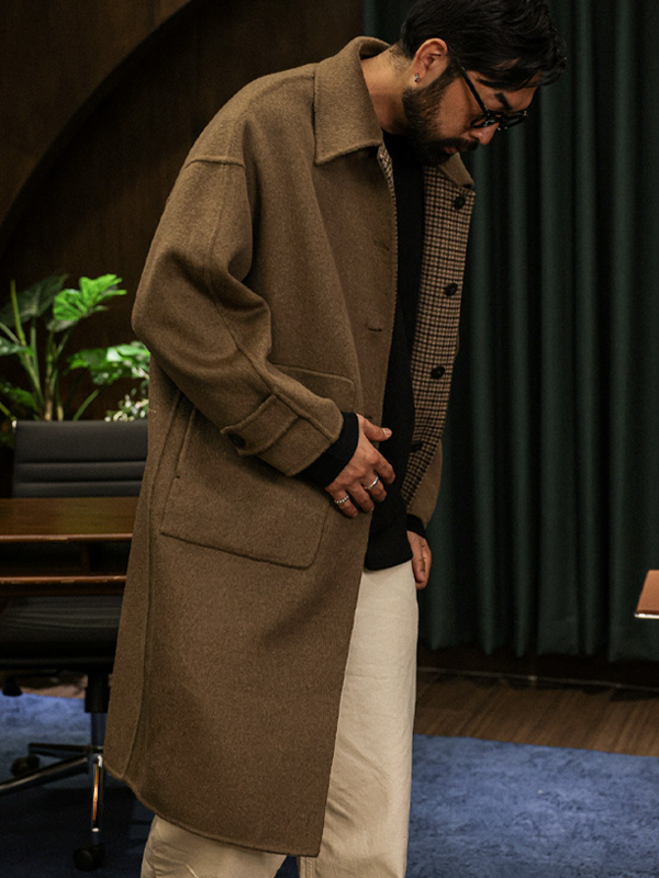 (L-3XL)<br>비버밸리 ハンドメイド 양면ウール코트(ウール70%) F5058