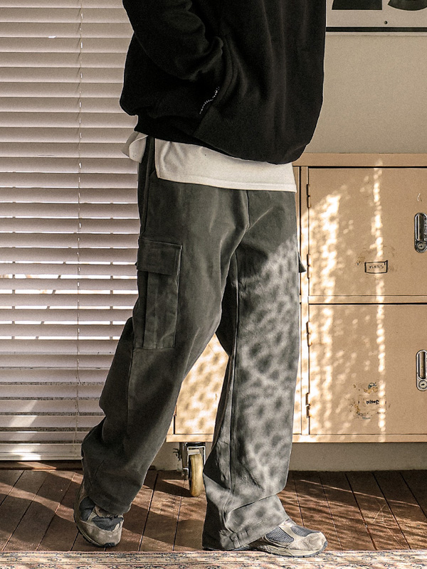 (L-4XL)<br>그로난트 セミワイドフィット カーゴバンディング 기모팬츠