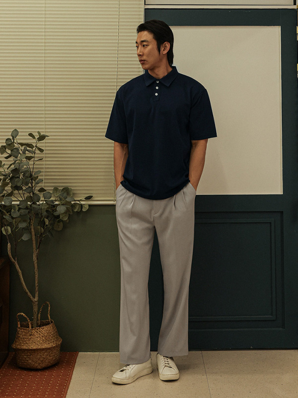 (L-4XL)<BR>나우자스 半袖襟Tシャツ