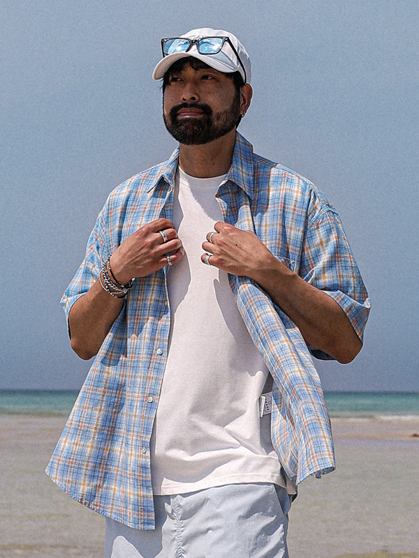 (XL-6XL)<br>우타이타 チェック半袖シャツ 25218