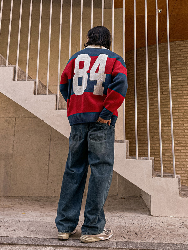 (XL-6XL)<BR>코탐비 縞模様 카라니트