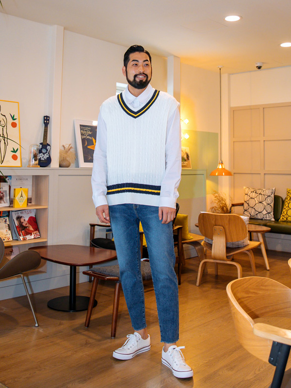 (L-4XL)<BR>바이클 配色 ベスト