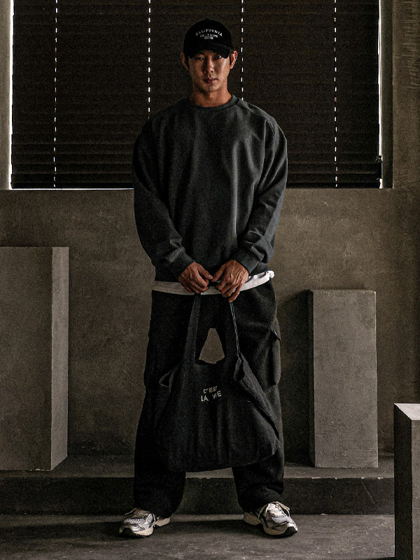 (XL-6XL)<br>란트파 フリース セミワイドフィット カーゴバンディングパンツ