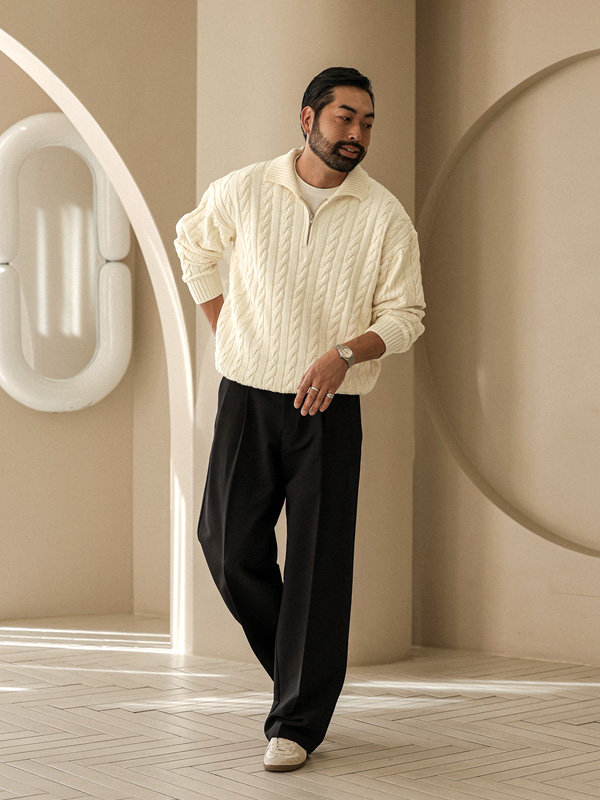 (XL-5XL)<br>아소우카 ハーフジップアップ ツイストニット