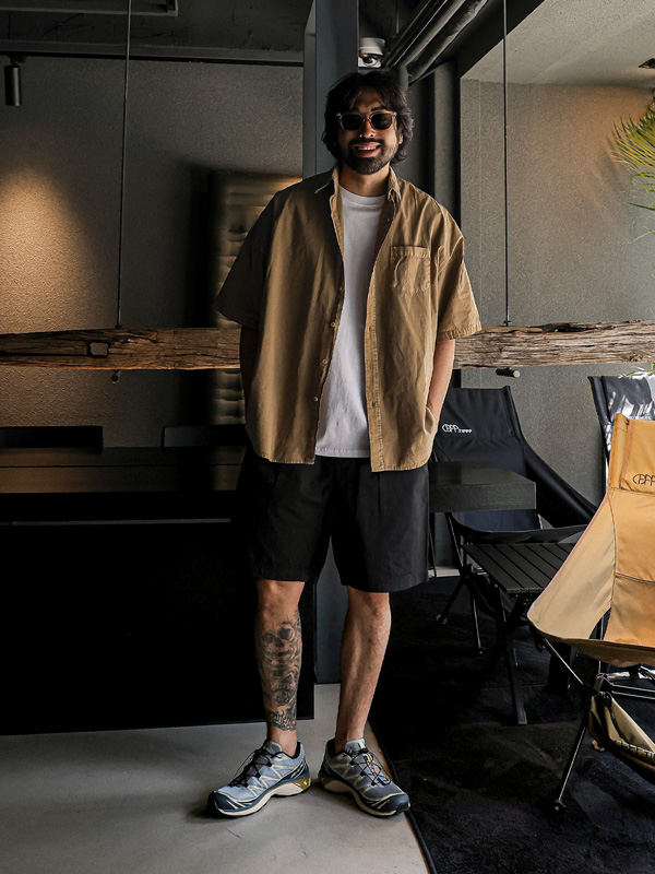 (L-5XL)<BR>노커드 顔料 半袖シャツ