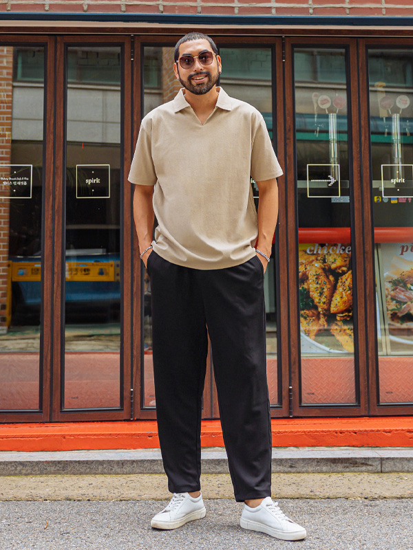 (L~5XL)<br>우아스코 オープンカラー 半そでティー