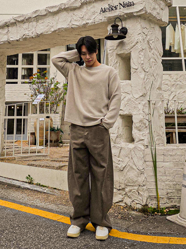 (L-5XL)<BR>카투마 リブ付き長袖Tシャツ