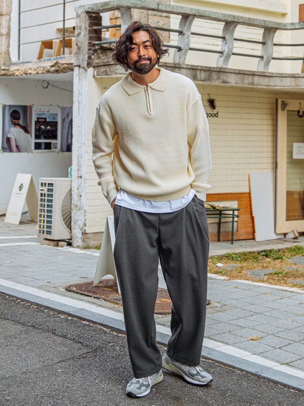 (XL-6XL)<br>이스턴 ハーフジップアップ 카라니트