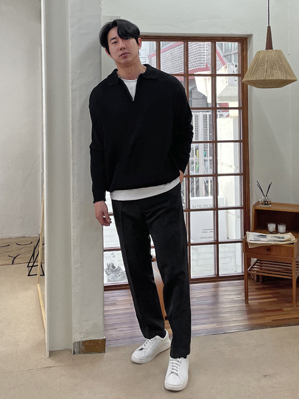 (XL-6XL)<br>이스턴 ハーフジップアップ 카라니트