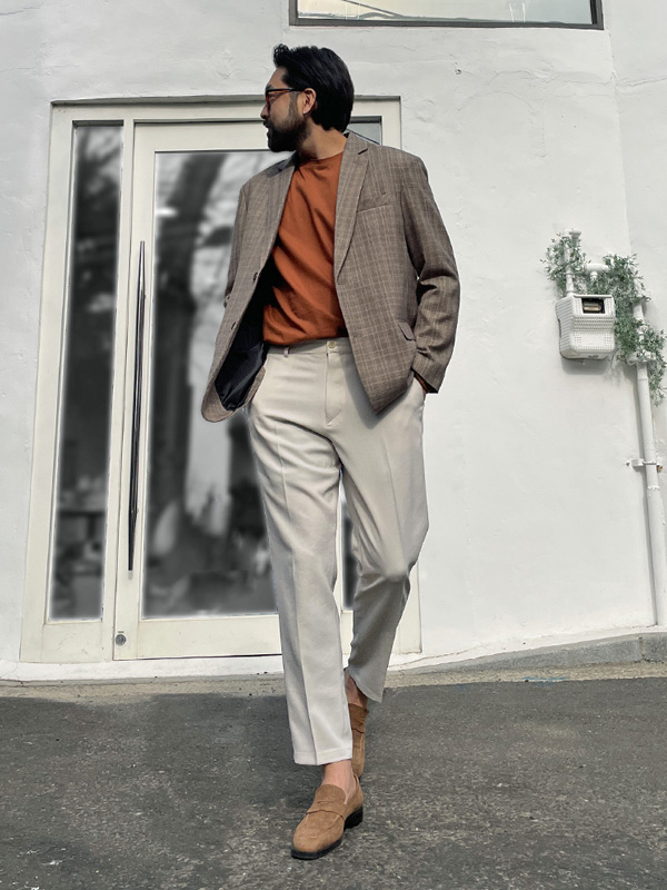 (M-3XL)<BR>크로프미 ウール 체크자켓