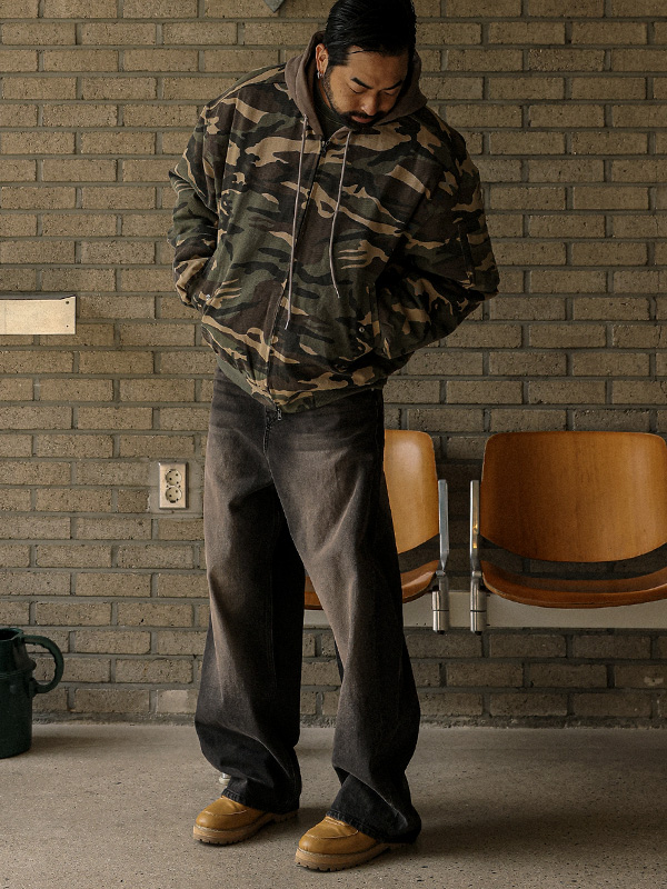 코렐라인 ワイドフィット 커브드데님팬츠