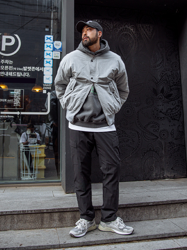 (L-6XL)<BR>포리두아 サイドバンド 카고패딩팬츠