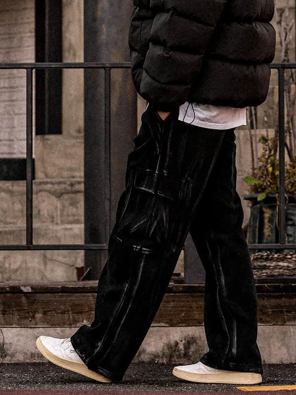 (L-5XL)<br>니크퍼 セミワイドフィット カーゴバンディング 기모팬츠 6831