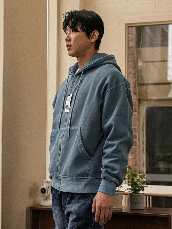 (L-5XL)<BR>코카디야 顔料 起毛フードジップアップ T012