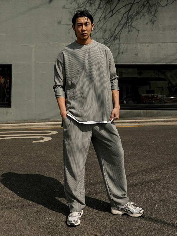 (L-5XL)<br>노어턴 長袖Tシャツ K2422+엔히크 バンディングパンツ K2422