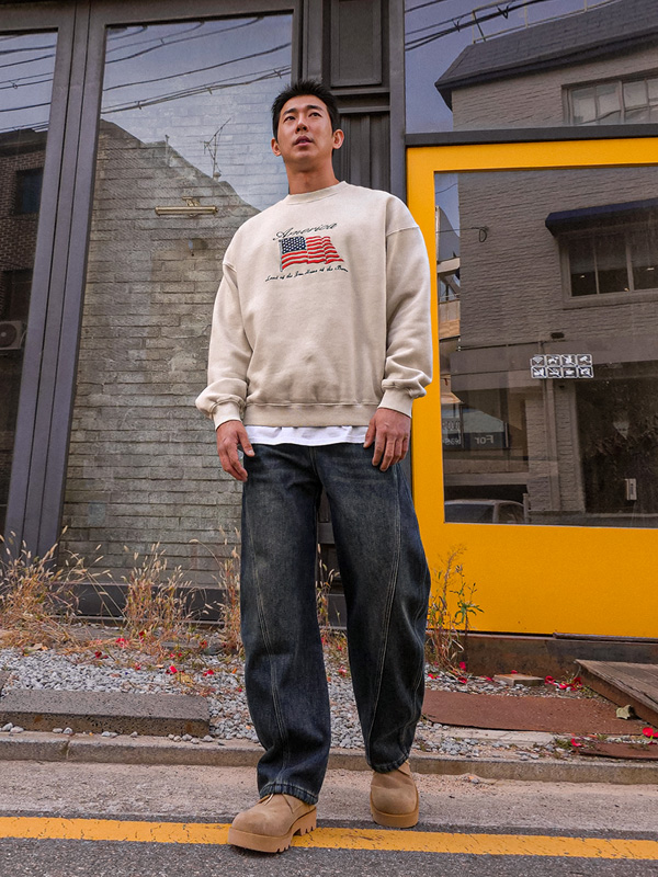 랑쿠스 顔料 起毛マンツーマンTシャツ