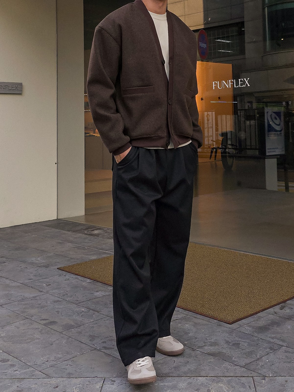 (M-4XL)<br>우다이드 セミワイドフィット 기모밴딩슬랙스