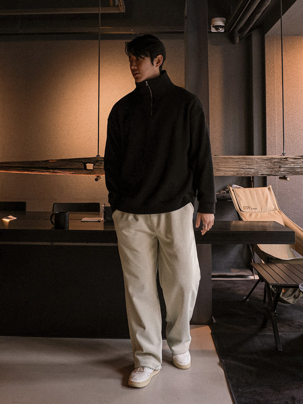 (M-4XL)<BR>토피크 セミワイドフィット 골덴밴딩팬츠