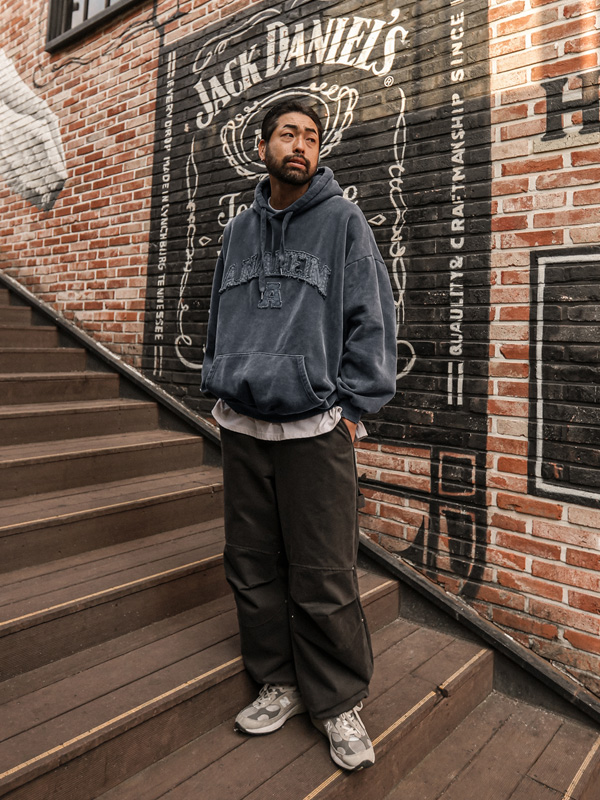 바이어스 顔料 フードティーシャツ