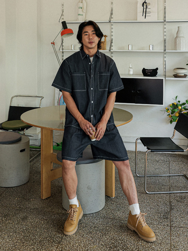 (XL-6XL)<BR>카이토 リネンノンウォッシュジーンズ 半袖シャツ