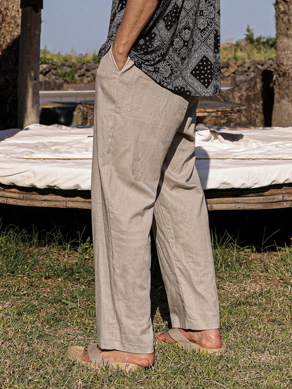 (M-5XL)<BR>듀티 セミワイドフィット リネンバンディングパンツ 80