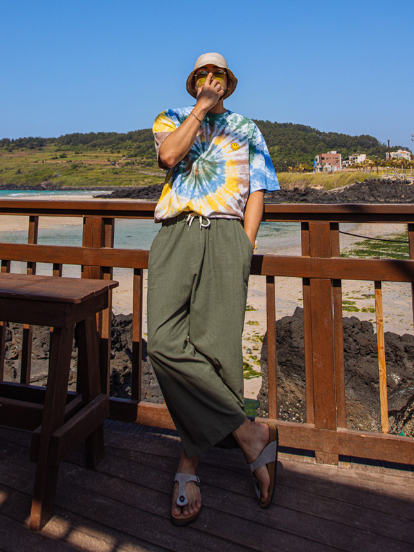 (L-5XL)<BR>하킹스 ワイドバンディングパンツ <br><font color=