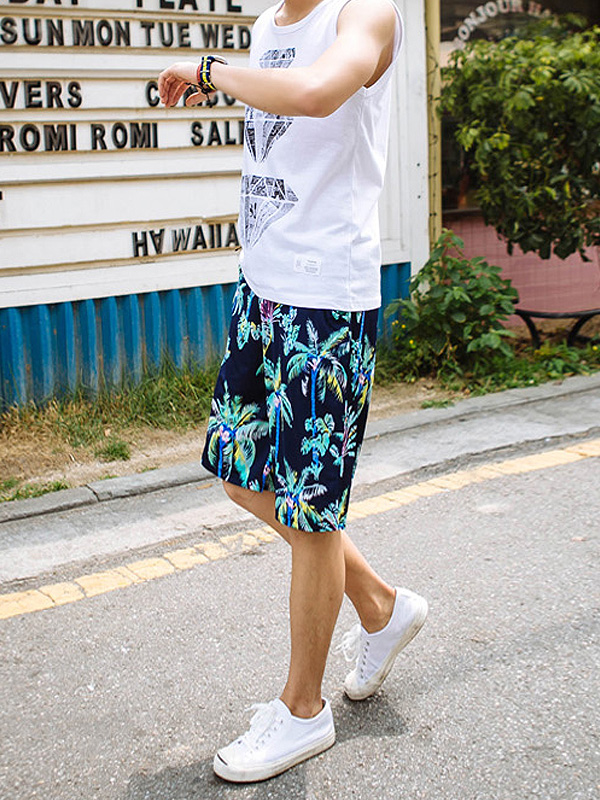 (XL-6XL)<BR>ヤシの木 バンディング半ズボン