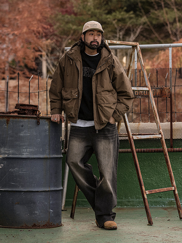 (L-5XL)<BR>카라그퍼 シープスキン フードジャンパ 6001