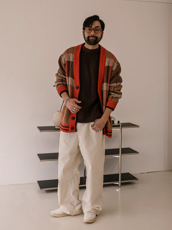 (L-5XL)<BR>델시아 チェック柄のカーディガン