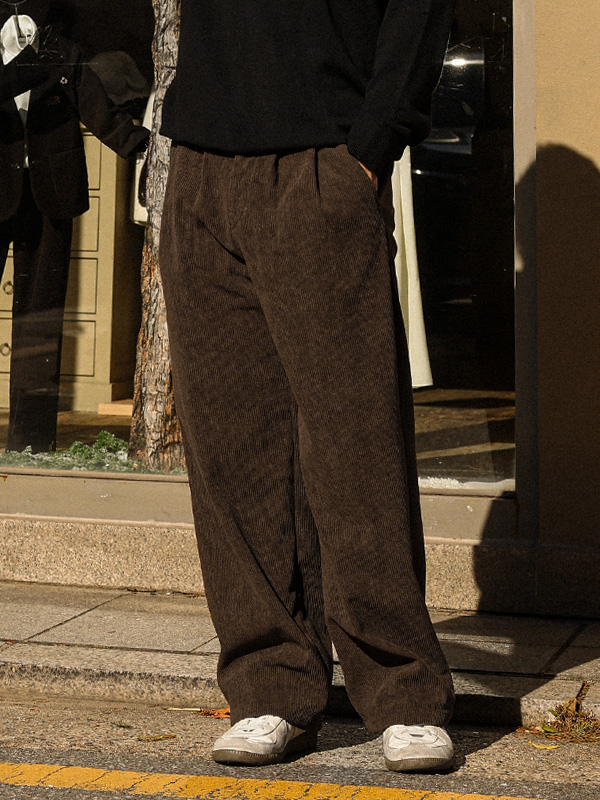 (M-5XL)<br> 타이릭 セミワイドフィット 골덴기모 バンディングパンツ