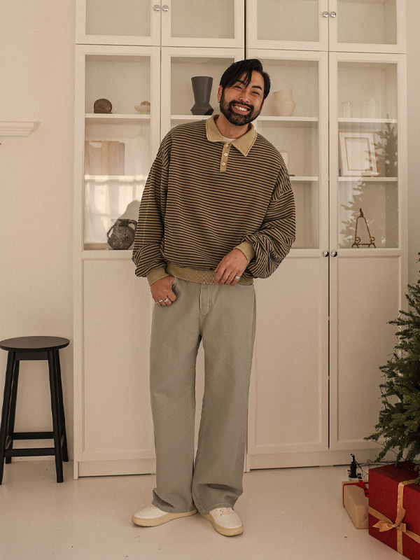 라위스 縞模様 기모카라맨투맨