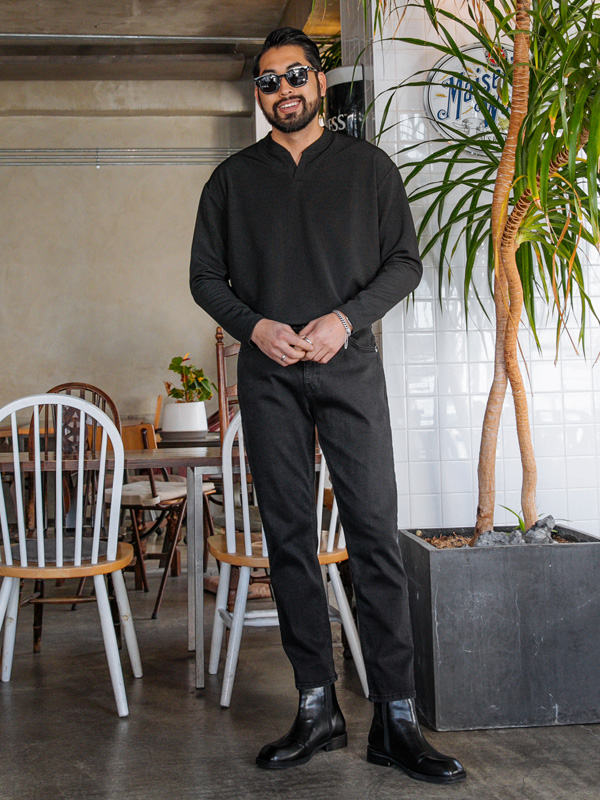 (L-6XL)<br>프리가이 ヘンリーネック 長袖Tシャツ