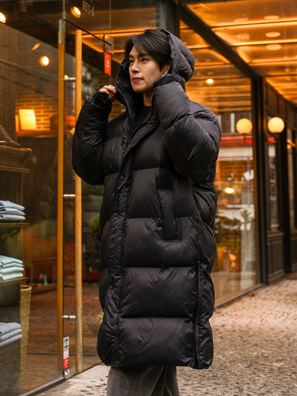 (XL-8XL)<br>도글리아 웰론 후드ロング패딩<br><font color="#660616"><B>기장선택 (基本的な,ロング+10cm)</B></font>