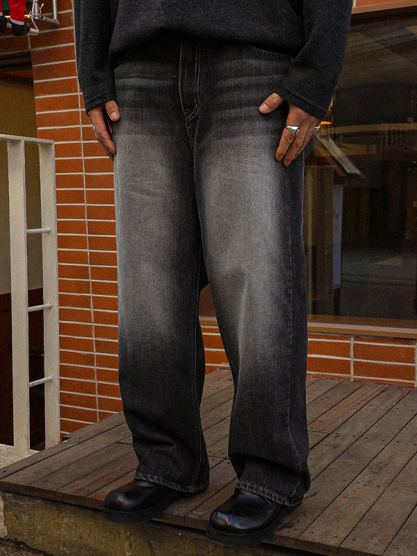 니노아 セミワイドフィット 기모데님팬츠 D615