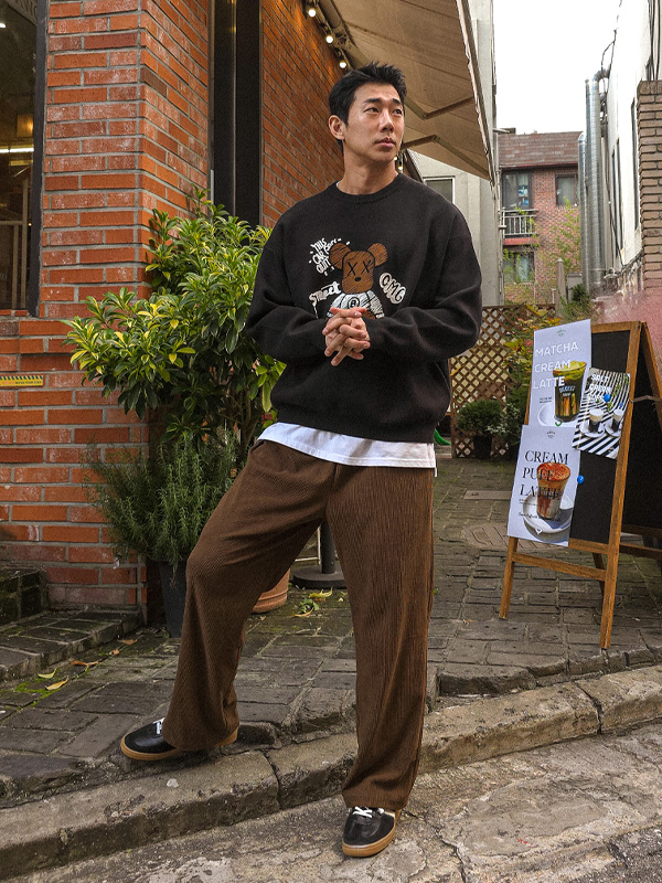 (L-6XL)<br>자르콘 標準フィット 골덴밴딩팬츠