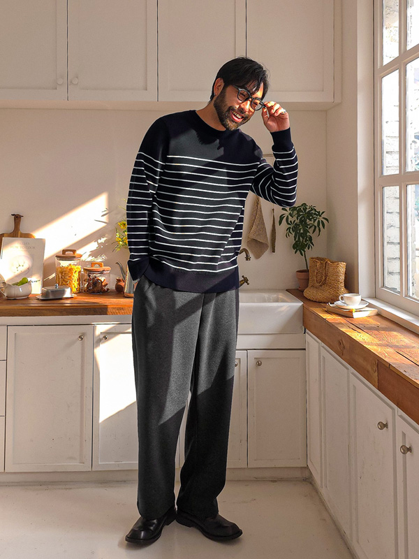 (L-5XL)<BR>린도스 ストライプ ニット