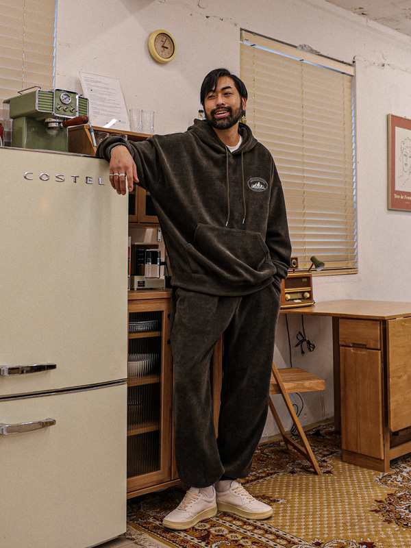 (XL-6XL)<BR>론드리나 ゴールデン フリースのパーカー SET008-T+고냐스 ゴールデン 기모조거밴딩팬츠 SET008-P