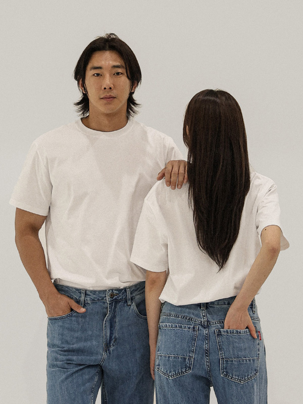 (M-6XL)<br>プレミアム ベーシック半袖Tシャツ<br><font color="#fb5ec9"><B>[1+1+1]</B></font>