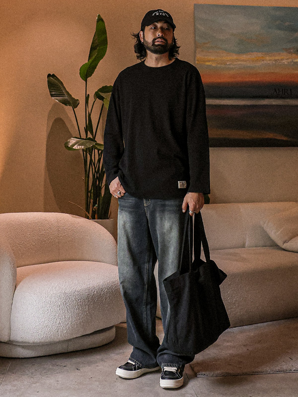 (L-5XL)<BR>나클로 ワッフル 長袖Tシャツ