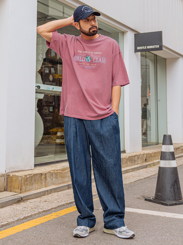 (L-4XL)<BR>안드네 広範囲 フェードなし ノンウォッシュデニムパンツ